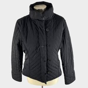 Calvin Klein Womens Medium Black Puffy Short Full Zip Jacket